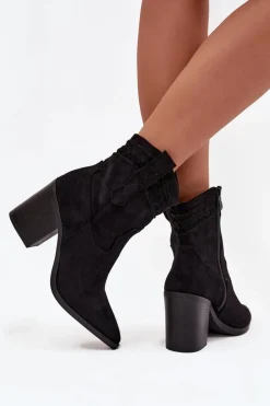 Botki Kowbojki Damskie Na Słupku Czarne Jessa