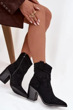 Botki Kowbojki Damskie Na Słupku Czarne Jessa