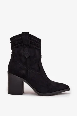 Botki Kowbojki Damskie Na Słupku Czarne Jessa