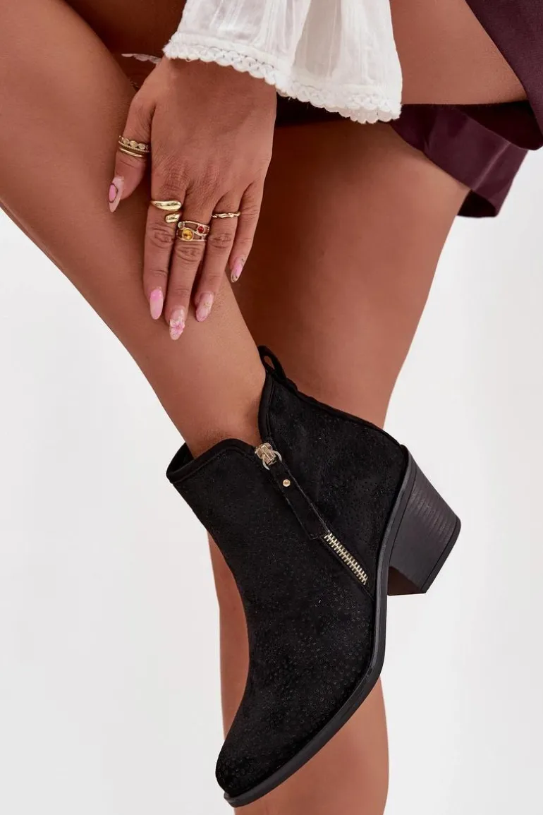 Botki Kowbojki Damskie Na Obcasie S.Barski HY52-538 Czarne