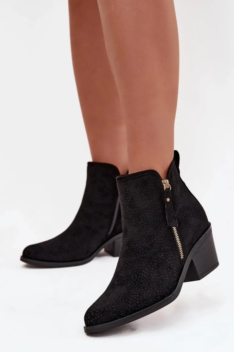 Botki Kowbojki Damskie Na Obcasie S.Barski HY52-538 Czarne