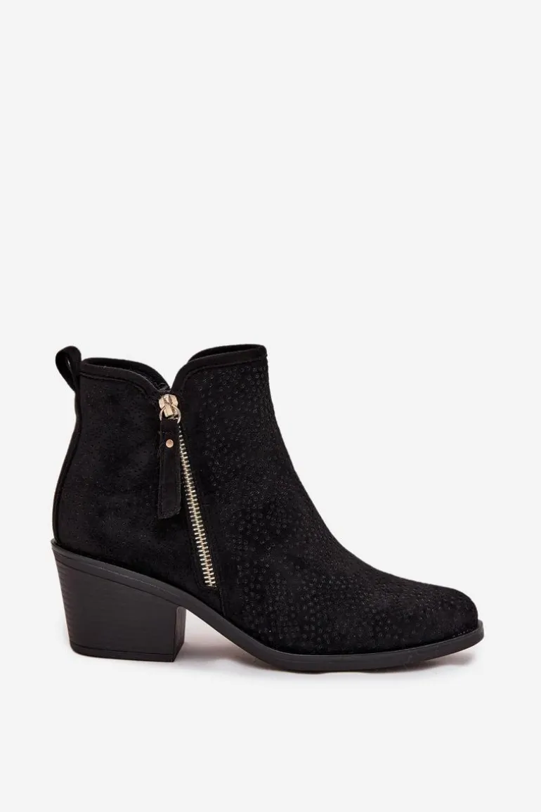 Botki Kowbojki Damskie Na Obcasie S.Barski HY52-538 Czarne