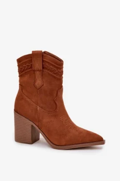 Botki Kowbojki Damskie Na Słupku Camel Jessa