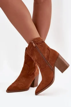 Botki Kowbojki Damskie Na Słupku Camel Jessa