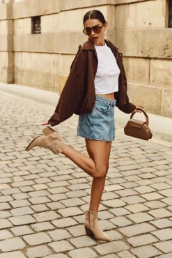 Botki Kowbojki Damskie Ocieplane Ze Zdobieniem Na Słupku Beżowe Arabella