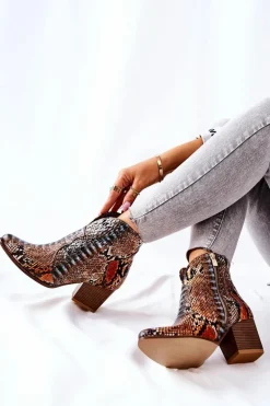 Botki Kowbojki Lewski Pomarańczowo-Niebieskie Wężowy Wzór EV28