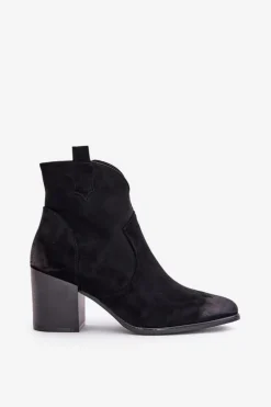 Botki Kowbojki Na Słupku Ocieplane Z Eko Zamszu Vinceza 58345 Czarne