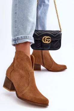 Botki Kowbojki Zamszowe Lewski EV28 Brązowe