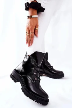 Botki Lakierowane Ocieplane Sergio Leone Czarne TR744