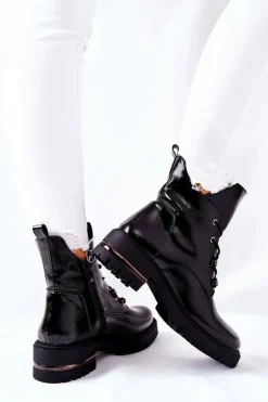 Botki Lakierowane Ocieplane Sergio Leone Czarne TR744