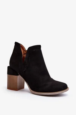Botki Na Masywnym Słupku Z Wycięciem Czarne Jolnima