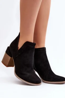 Botki Na Masywnym Słupku Z Wycięciem Czarne Jolnima