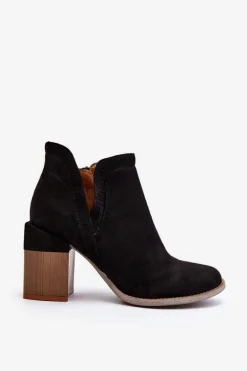 Botki Na Masywnym Słupku Z Wycięciem Czarne Jolnima