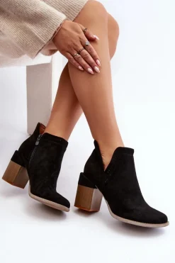 Botki Na Masywnym Słupku Z Wycięciem Czarne Jolnima