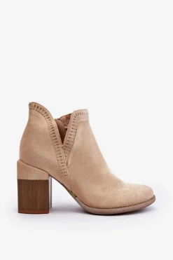 Botki Na Masywnym Słupku Z Wycięciem Jasnobeżowe Jolnima