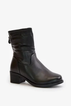 Botki Na Niskim Obcasie Ocieplane Futerkiem Vinceza 85155 Czarne