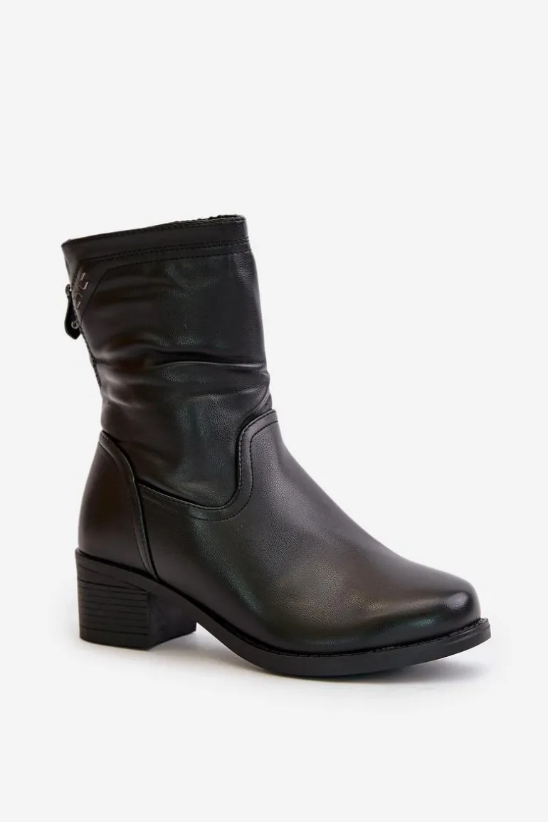 Botki Na Niskim Obcasie Ocieplane Futerkiem Vinceza 85155 Czarne