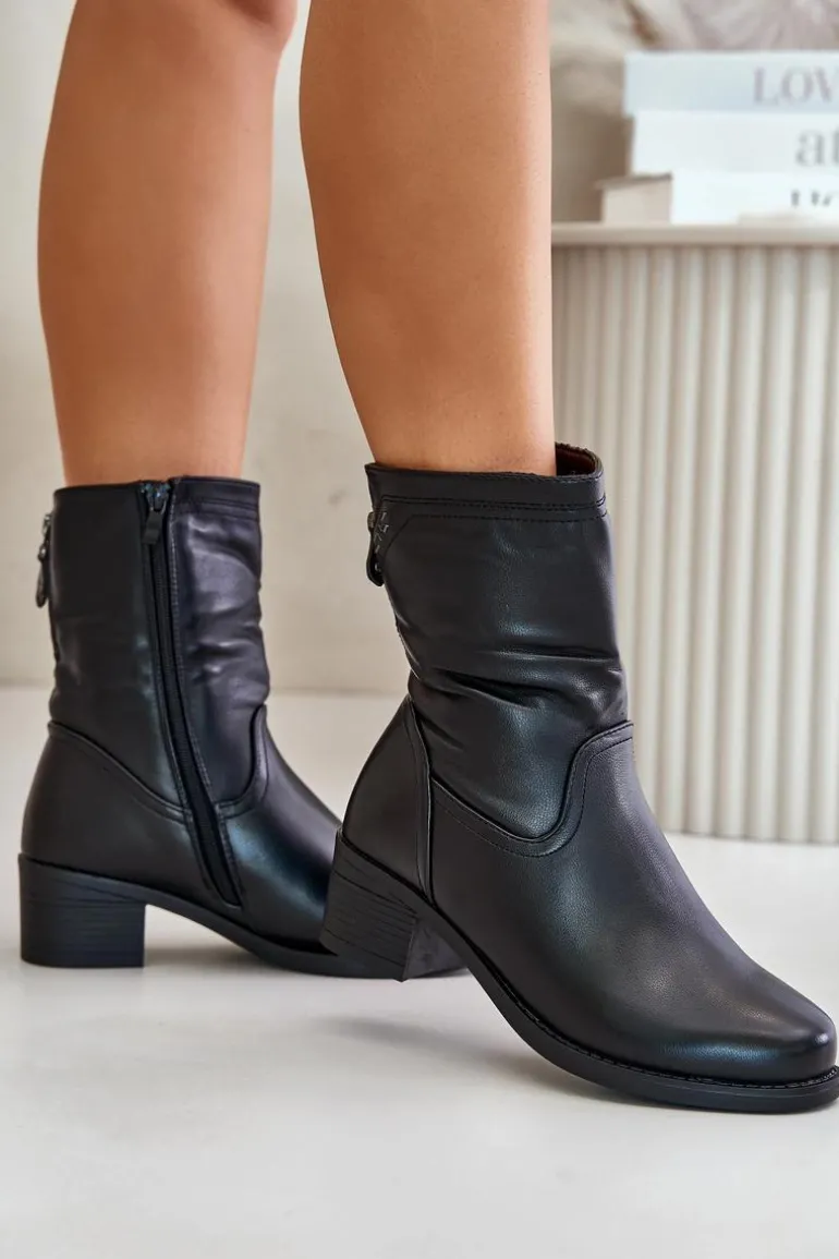 Botki Na Niskim Obcasie Ocieplane Futerkiem Vinceza 85155 Czarne