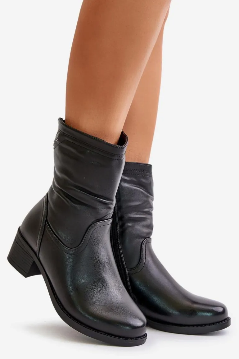 Botki Na Niskim Obcasie Ocieplane Futerkiem Vinceza 85155 Czarne