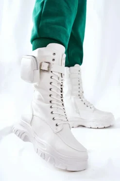 Botki Na Platformie Z Nerką Białe Issanti