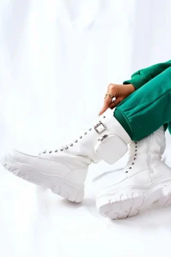 Botki Na Platformie Z Nerką Białe Issanti