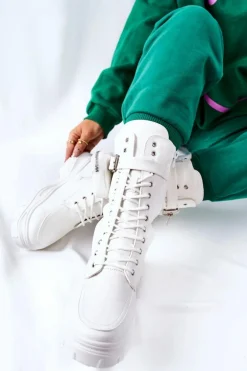 Botki Na Platformie Z Nerką Białe Issanti