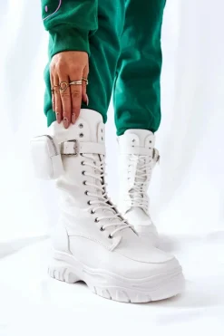 Botki Na Platformie Z Nerką Białe Issanti