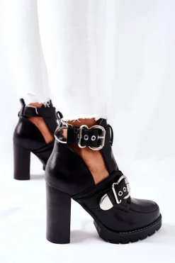 Botki Na Słupku Czarne Klamra Bramshall