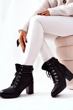 Botki Na Słupku Ocieplane Czarne Charmmis