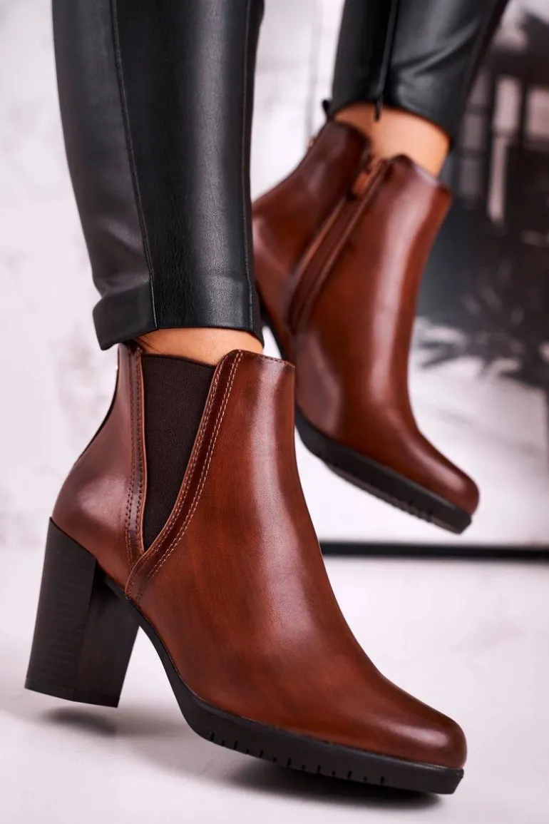 Botki Na Słupku Ocieplane Sergio Leone Brązowe BT311