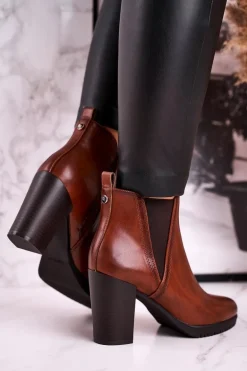 Botki Na Słupku Ocieplane Sergio Leone Brązowe BT311