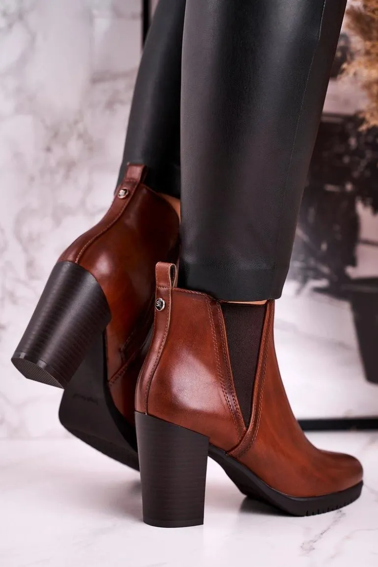 Botki Na Słupku Ocieplane Sergio Leone Brązowe BT311