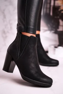 Botki Na Słupku Sergio Leone Zamszowe Czarne BT311