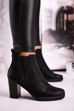 Botki Na Słupku Sergio Leone Zamszowe Czarne BT311