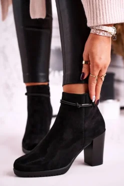 Botki Na Słupku Sergio Leone Zamszowe Czarne BT306