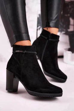 Botki Na Słupku Sergio Leone Zamszowe Czarne BT306