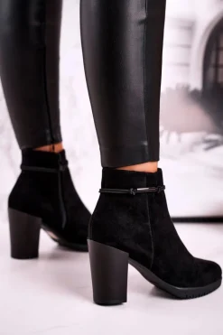 Botki Na Słupku Sergio Leone Zamszowe Czarne BT306