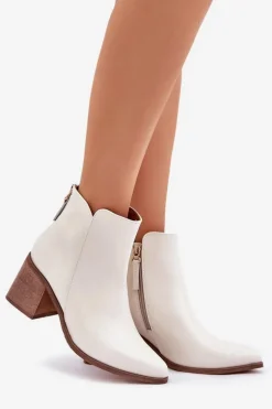 Botki Na Słupku Skóra Naturalna Zazoo 3673 Białe