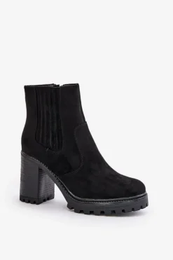 Botki Na Słupku Z Eko Zamszu Czarne Mesiella