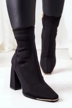 Botki Na Słupku Z Elastycznej Tkaniny Czarne Effect Wow