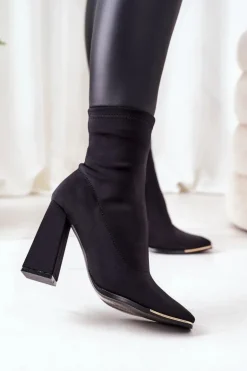 Botki Na Słupku Z Elastycznej Tkaniny Czarne Effect Wow