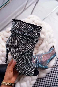 Botki Na Szpilce Z Cyrkoniami Lu Boo Czarne