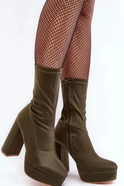 Botki Na Wysokim Słupku Z Suwakiem Zielone Peculia