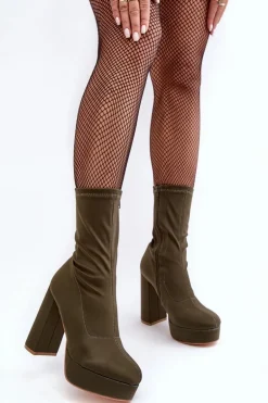 Botki Na Wysokim Słupku Z Suwakiem Zielone Peculia