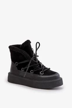 Botki Śniegowce Na Platformie Czarne Tamidra
