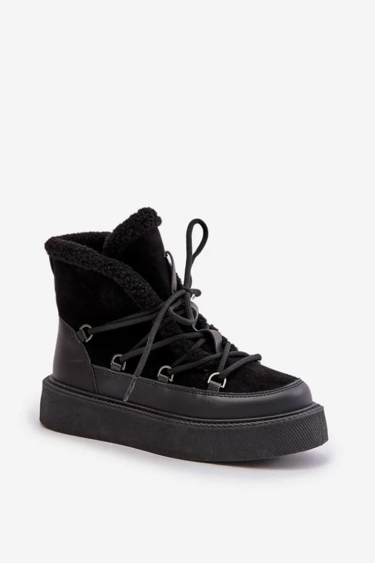 Botki Śniegowce Na Platformie Czarne Tamidra