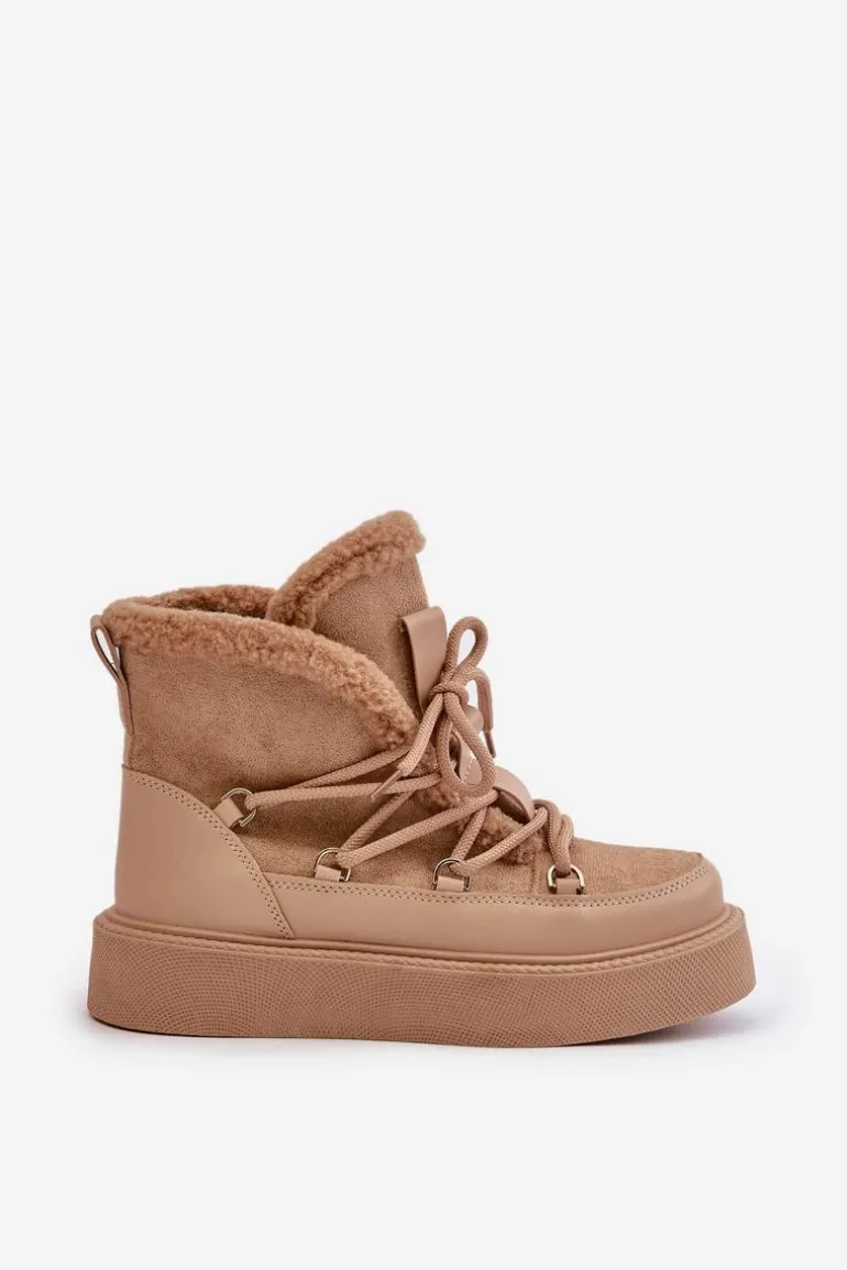 Botki Śniegowce Na Platformie Ciemnobeżowe Tamidra