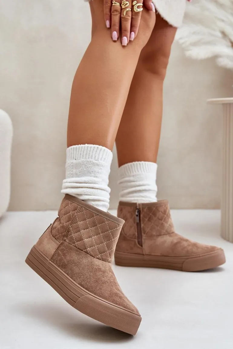 Botki Śniegowce Na Zamek Ocieplane Futerkiem Big Star OO274A524 Beżowe