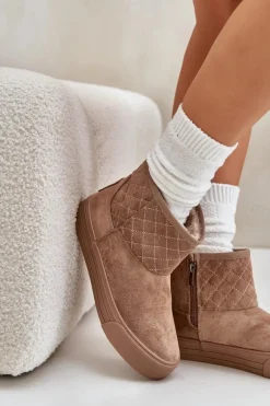 Botki Śniegowce Na Zamek Ocieplane Futerkiem Big Star OO274A524 Beżowe