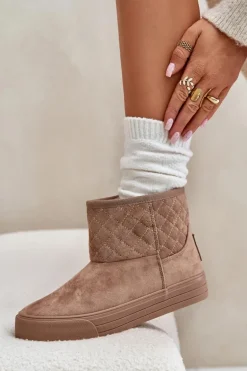 Botki Śniegowce Na Zamek Ocieplane Futerkiem Big Star OO274A524 Beżowe